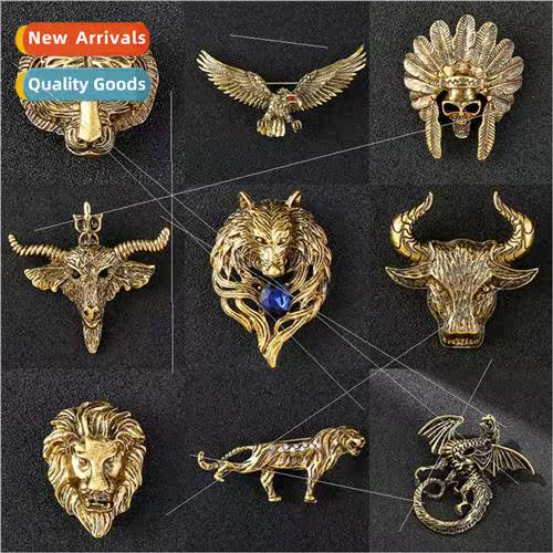 Europe domineering accessories hipster wolf head badge weste