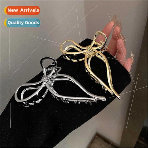 new cold wind bow hair clips back head plate hair grip clip