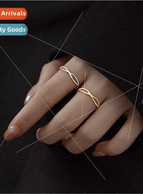 S925 silver Korea intertwined open ring fashion wave silver