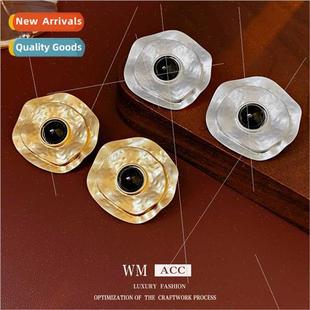 irregular metal onyx lver earrings pleated stud fashion pin