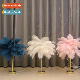 Feather lamp floor lamp wedding pink lamps camel hair Scandi