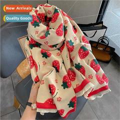 Korean  small strawberry sweet lovely imation cashmere scarf