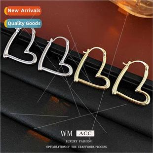 heart metal earrings cold fash Koreains wind simple