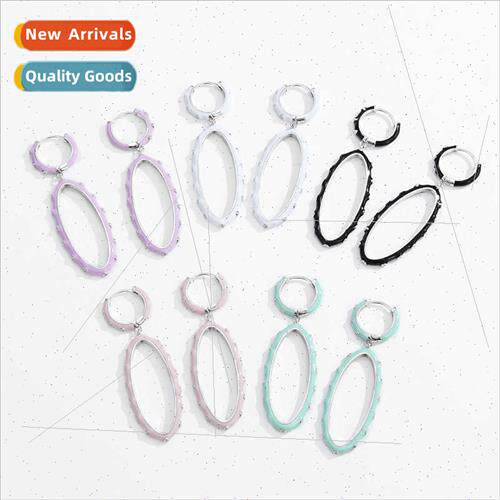 2023 spring summer macaron color oil drop earrings适用women