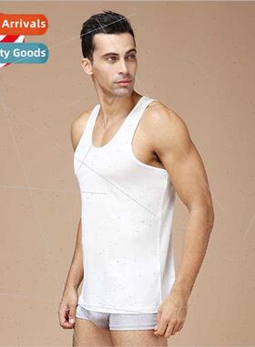 Summer new men silk undershirt loose breathable mulberry sil