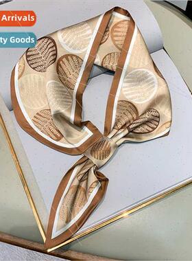 2021 Spring Autumn New Fashion Printed Cross Small lk Scarf