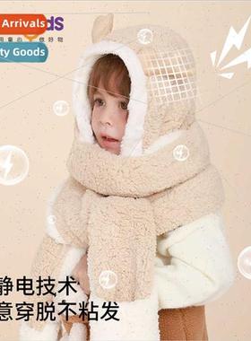Children hats scarves gloves threePCS winter men girls baby
