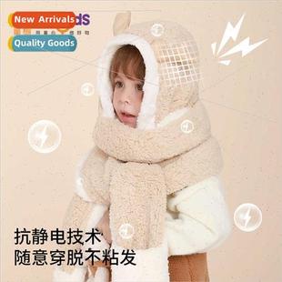 Children hats scarves gloves threePCS winter men girls baby