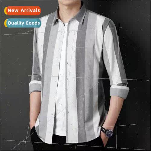 Striped shirt long-sleeved men spring fall new casual shirt