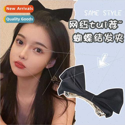 Pan Yu Run black bow hair clips back head top clip sweet hai