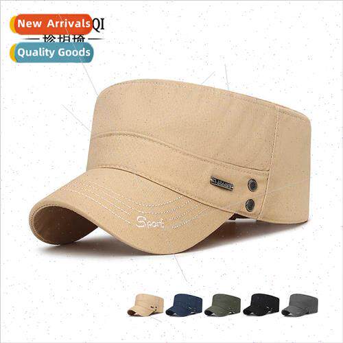 Hat men spring fall curved brim hand-sewn metal logo flat ca
