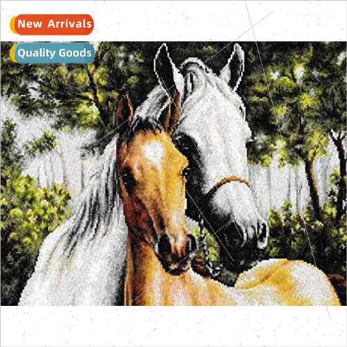 New modern living room two horses cross stch handmade full e