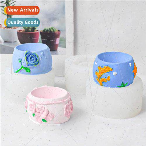 New rose flower pot silicone mould DIY plaster ornament vase