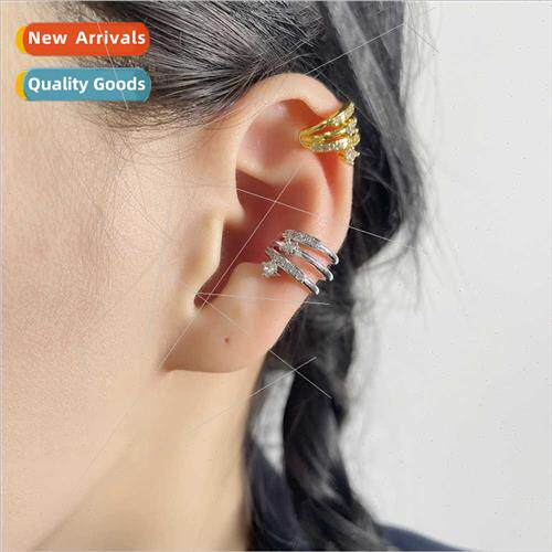 Europe super sparkling zirconia ear hanging three layers ear