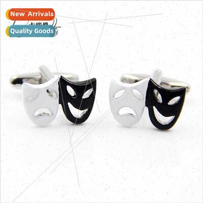 Crying laughing black whe mask shape cufflinks men children