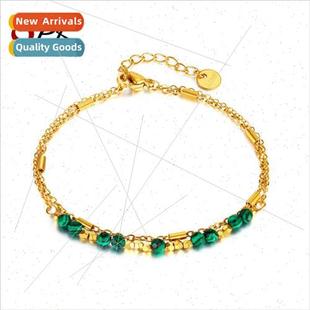 Europe Vintage Fashion Commuter Green Natural Stone Stainles