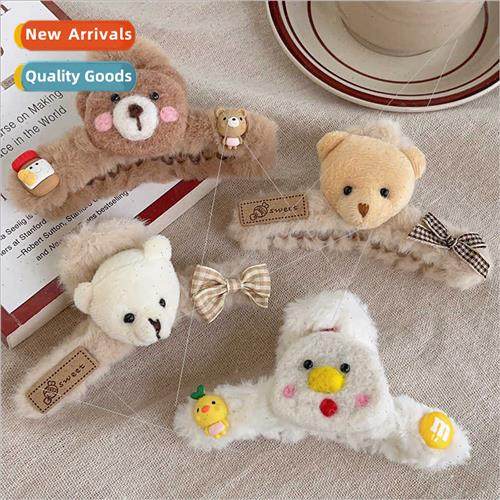 Autumn winter plush bear scratch clip shark clip hair grip c