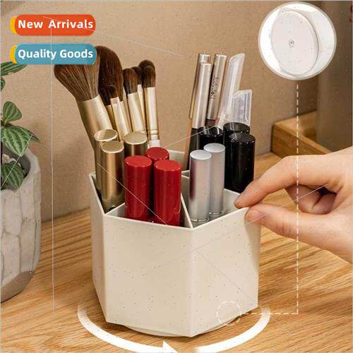 Cosmetic organizer rotating multi-compartment makeup brush o