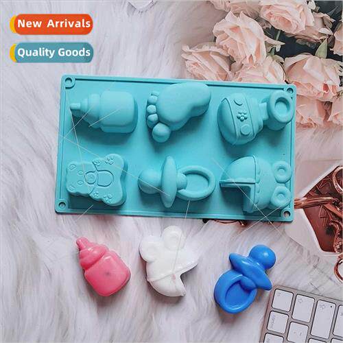 6连奶瓶脚丫 613 chocolate silicone mold cake pudding dessert