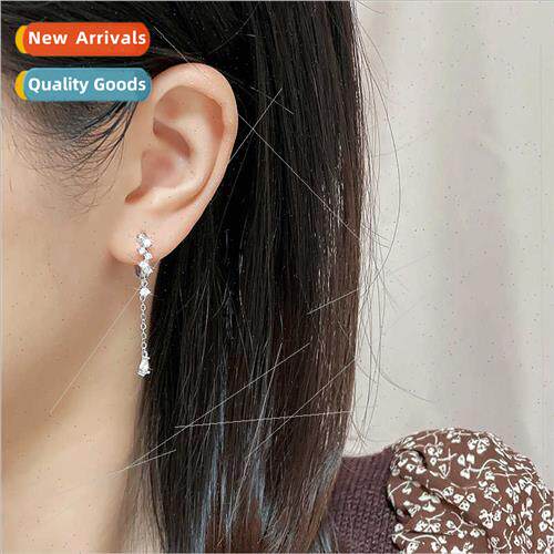 lady full diamond tassel earrings Korea classical chain drop