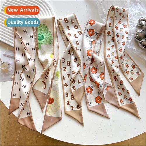 2023 new spring fall nude color khaki fashion small silk sca