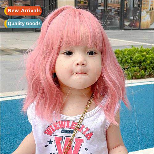 Children fake hair girls baby simulation pink short curly ha