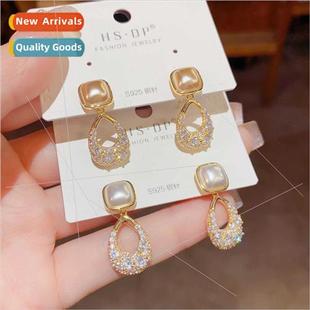 elegant geometric pearl s925 niche pin earrings gentl silver