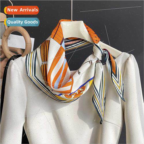 Korean gentle temperament orange silk scarf diamond-shaped s
