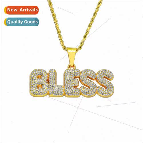 Europe hip-hop alloy diamond letters pendant necklace tide p