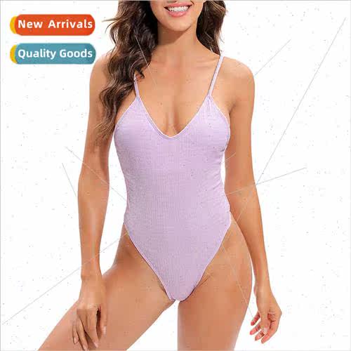 swimsu2022 new one-piece swimsu bikini ruched fabric V-neck