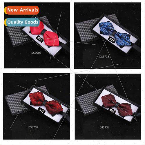 Plaid Men Bow Tie Square Scarf Set Lapel Bow Tie Wedding New