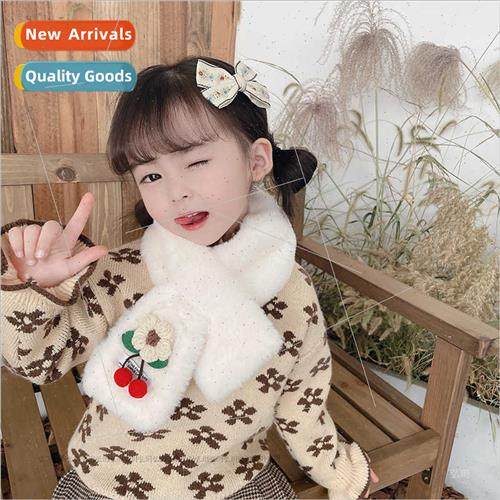 Parent-child  three-dimensional red cherry fur collar imatio