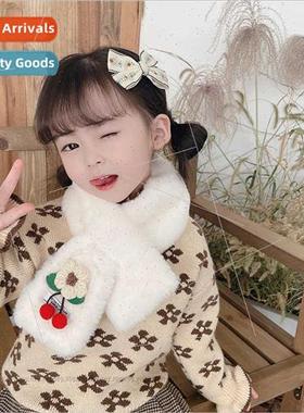 Parent-child  three-dimensional red cherry fur collar imatio