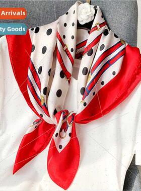 2020 spring fall new Korean  sweet polka dot square scarf fe