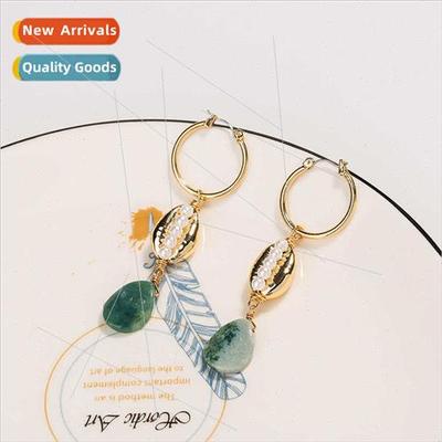 Europe Europe big brpearl earrings wild natural agate stone