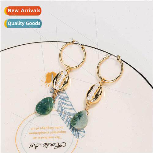 Europe Europe big brpearl earrings wild natural agate stone