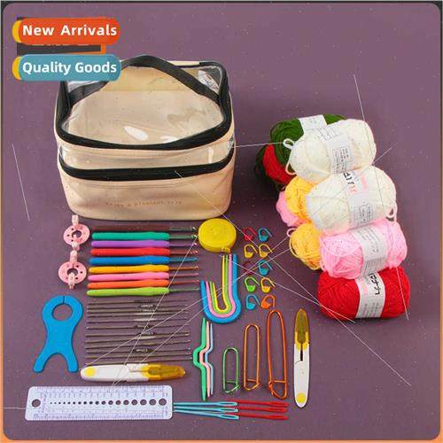 New 4 strands milk cotton wool glue handle crochet hook set
