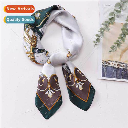 French retro new 70 carriage printing small square scarf fem