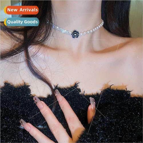 Autumn camellia flower pearl necklace accessories women prem