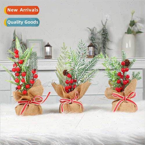 Mini Christmas Tree Pine Needle Tree christmase burlap red f