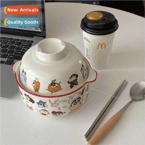Ins cute cartoon instant noodle bowl wh cover large capacy J