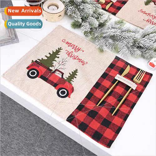 New Christmas decorations red black plaid car Christmas plac