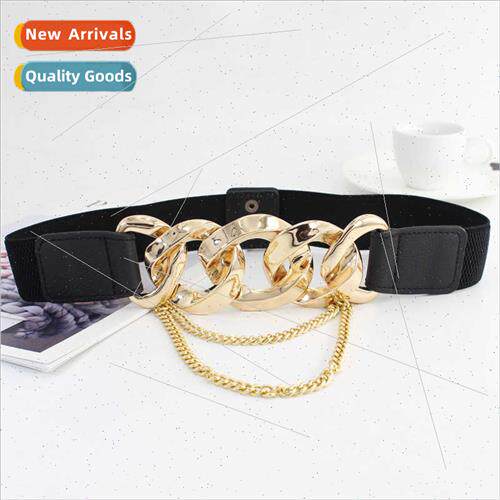 Women fashion Europe metal chain button dress coat decoratio