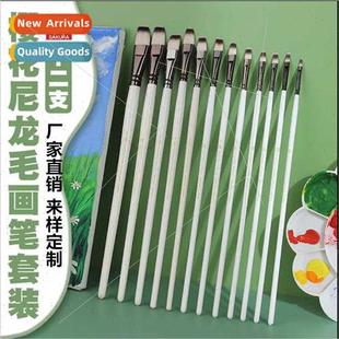 Nylon Hair Pastel Sakura Watercolor Tip Brushes Acrylic Flat