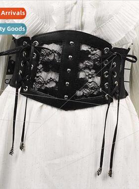 Lace Belt Women Wide Stch Elastic Waistband Decorative Hundr