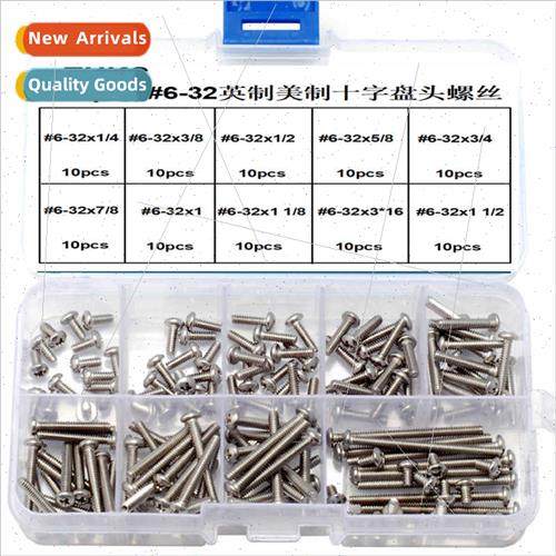 100pcs box #6-32 Phillips Pan Head Machine Screws Assortment
