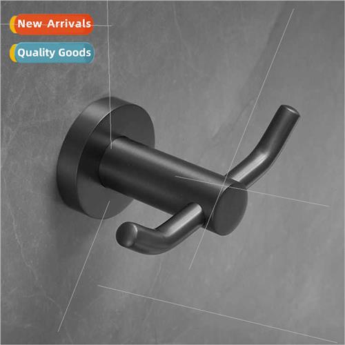 Brushed gunmetal gray brass single coat hooks bathroom cow h