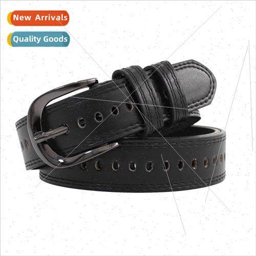 Female retro fashion pin buckle oval full holes wide belt Ko