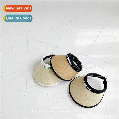 Children hollow top sun hat large brim Korean fashion letter