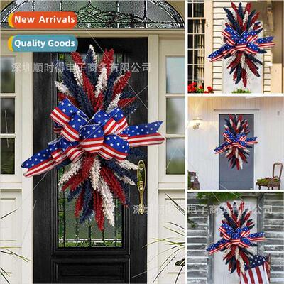 U.S. Fourth July Independence Day wreath home new red whe bl